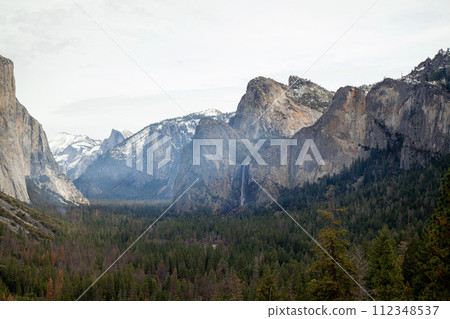View of nature landscape at view point Yosemite National Park in the winter,USA. 112348537