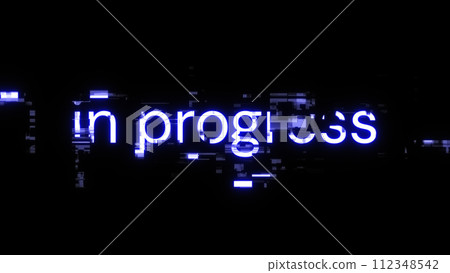 3D rendering in progress text with screen effects of technological glitches 3D rendering in progress text with screen effects of technological glitches 112348542