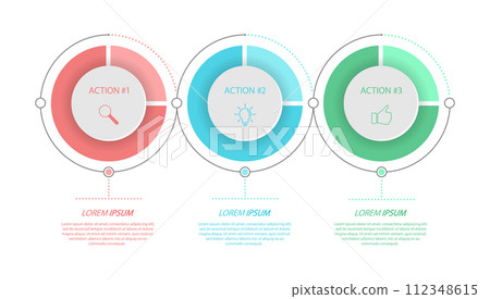 Infographics with icons for business, Finance, project, plan, or marketing. 3 stages. Flat vector style 112348615
