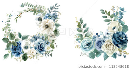Floral watercolor composition of eucalyptus, greenery, juniper 112348618
