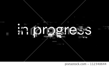3D rendering in progress text with screen effects of technological glitches 3D rendering in progress text with screen effects of technological glitches 112348644