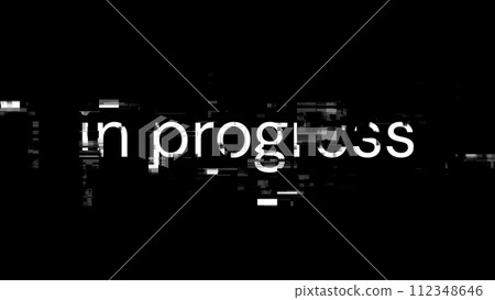3D rendering in progress text with screen effects of technological glitches 3D rendering in progress text with screen effects of technological glitches 112348646