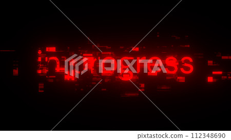 3D rendering in progress text with screen effects of technological glitches 112348690