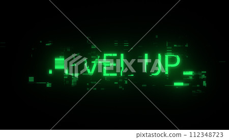 3D rendering level up text with screen effects of technological glitches 3D rendering level up text with screen effects of technological glitches 112348723