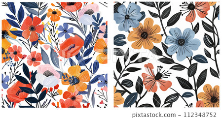 Modern floral vector pattern Modern floral vector pattern 112348752