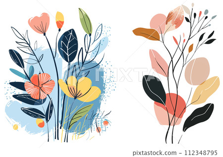 Creative minimalist Abstract art wild flowers 112348795