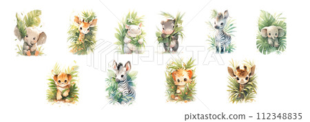 animals, watercolor, patterns 112348835
