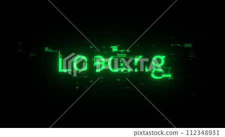 3D rendering loading text with screen effects of technological glitches 112348931