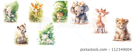 animals, watercolor, elephant 112349004