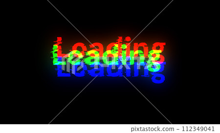 3D rendering loading text with screen effects of technological glitches 112349041
