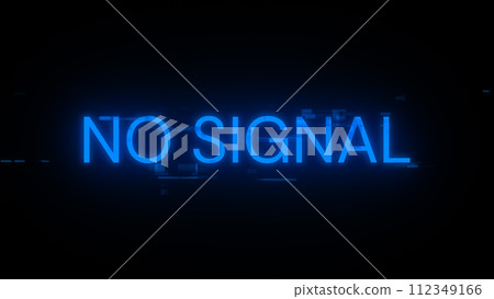 3D rendering no signal text with screen effects of technological glitches 112349166