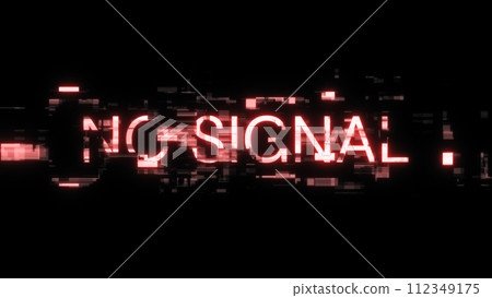 3D rendering no signal text with screen effects of technological glitches 112349175
