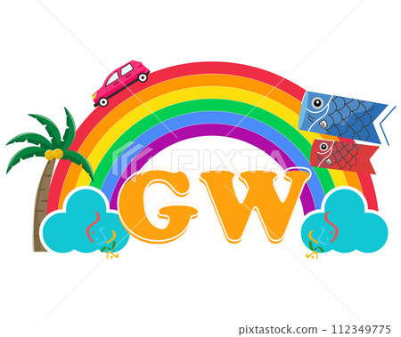 GW 黃金週圖示。假期、休閒、兒童節。向量圖 GW 黃金週圖示。假期、休閒、兒童節。向量圖 112349775