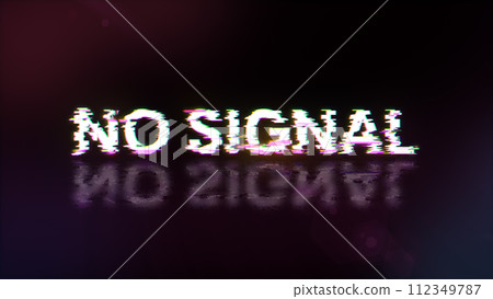 3D rendering no signal text with screen effects of technological glitches 3D rendering no signal text with screen effects of technological glitches 112349787