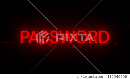 3D rendering password text with screen effects of technological glitches 3D rendering password text with screen effects of technological glitches 112349806