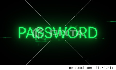 3D rendering password text with screen effects of technological glitches 3D rendering password text with screen effects of technological glitches 112349813