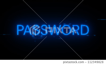 3D rendering password text with screen effects of technological glitches 3D rendering password text with screen effects of technological glitches 112349828