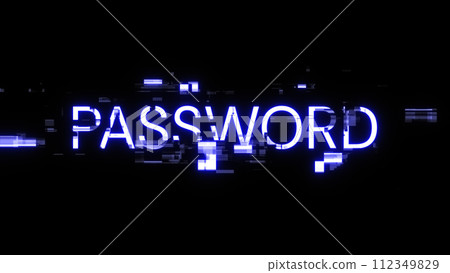 3D rendering password text with screen effects of technological glitches 3D rendering password text with screen effects of technological glitches 112349829