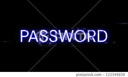 3D rendering password text with screen effects of technological glitches 3D rendering password text with screen effects of technological glitches 112349830