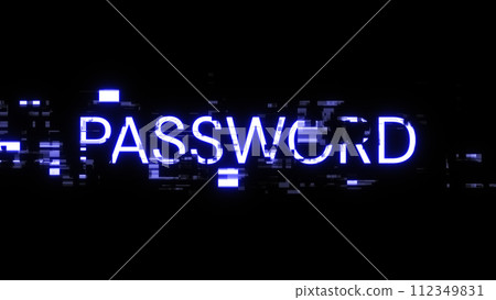 3D rendering password text with screen effects of technological glitches 3D rendering password text with screen effects of technological glitches 112349831