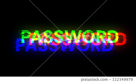 3D rendering password text with screen effects of technological glitches 3D rendering password text with screen effects of technological glitches 112349979