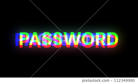 3D rendering password text with screen effects of technological glitches 3D rendering password text with screen effects of technological glitches 112349980