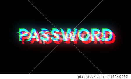 3D rendering password text with screen effects of technological glitches 3D rendering password text with screen effects of technological glitches 112349982