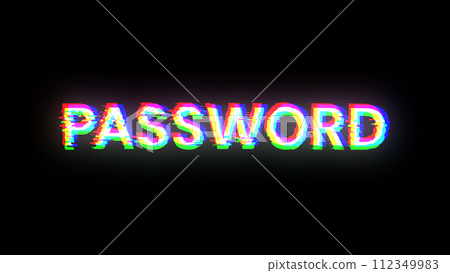 3D rendering password text with screen effects of technological glitches 3D rendering password text with screen effects of technological glitches 112349983
