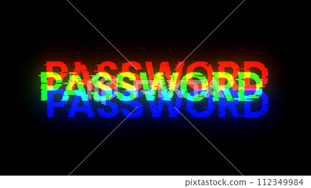 3D rendering password text with screen effects of technological glitches 3D rendering password text with screen effects of technological glitches 112349984