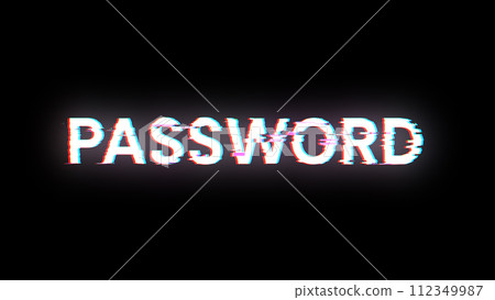 3D rendering password text with screen effects of technological glitches 112349987