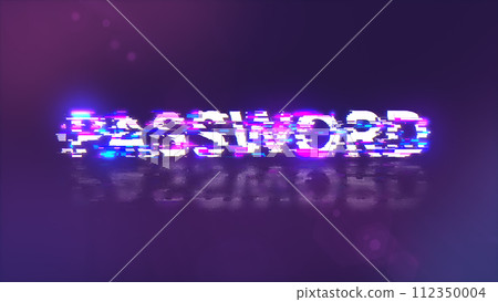 3D rendering password text with screen effects of technological glitches 112350004