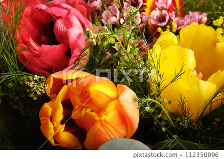 Colorful spring tulips, present for March 8, International Women's Day Colorful spring tulips, present for March 8, International Women's Day 112350096