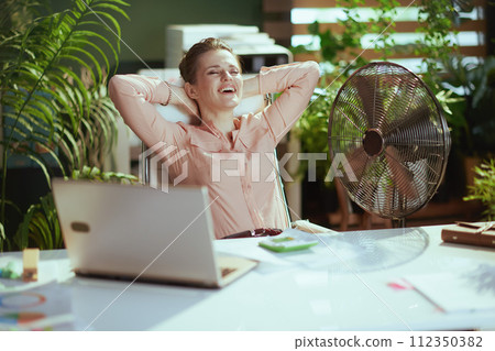 smiling modern bookkeeper woman at work 112350382