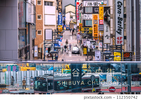 Japan's Tokyo cityscape February 18th, looking at Shibuya Chuo-gai from the south exit of Shibuya Station 112350742