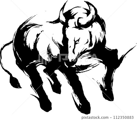 cow ink painting cow ink painting 112350883