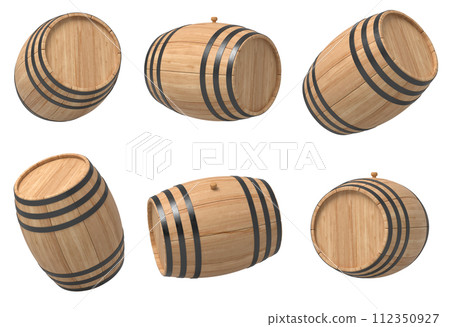 Multiple angles of a single wooden barrel Multiple angles of a single wooden barrel 112350927