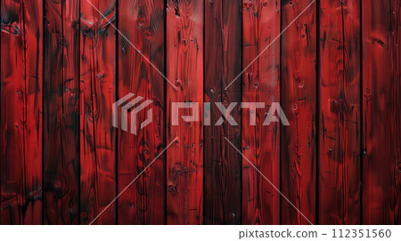 Dark red old wooden texture closeup shot. Wooden boards of natural painted dark red wooden color with knots and grains in vertical Dark red old wooden texture closeup shot. Wooden boards of natural painted dark red wooden color with knots and grains in vertical 112351560