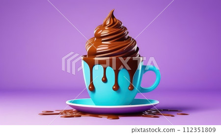 Delicious ice cream coffee dessert in cup, beautifully presented on vibrant pink background. For advertising, banner, relaxation, lifestyle, menu, dessert, culinary, cafe themed content. Copy space. Delicious ice cream coffee dessert in cup, beautifully presented on vibrant pink background. For advertising, banner, relaxation, lifestyle, menu, dessert, culinary, cafe themed content. Copy space. 112351809