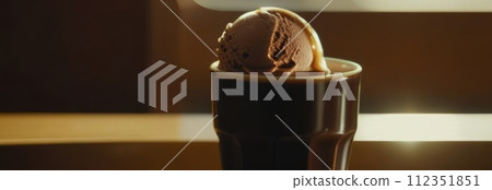 Rich, creamy dessert is tempting treat for any sweet tooth craving cool indulgence. For advertising, banner, relaxation, lifestyle, menu, dessert, culinary or cafe themed content. Copy space. Rich, creamy dessert is tempting treat for any sweet tooth craving cool indulgence. For advertising, banner, relaxation, lifestyle, menu, dessert, culinary or cafe themed content. Copy space. 112351851