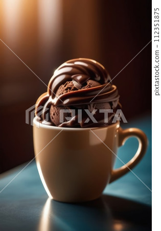 Rich, creamy dessert is tempting treat for any sweet tooth craving cool indulgence. For advertising, banner, relaxation, lifestyle, menu, dessert, culinary or cafe themed content. Copy space. 112351875