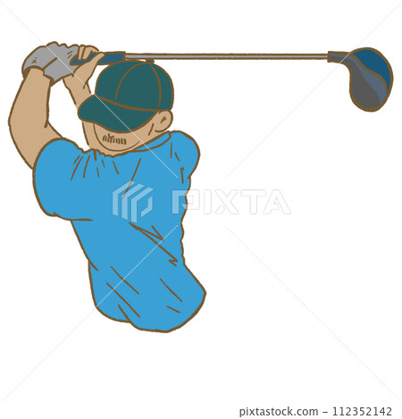 Illustration of a man hitting a golf ball 112352142