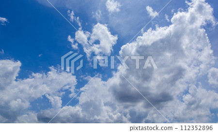 許多雲彩在夏天的藍天上流動 112352896