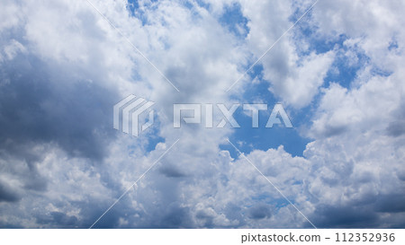 Many clouds flowing in the summer blue sky Many clouds flowing in the summer blue sky 112352936