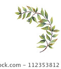 Watercolor green pomegranate leaves on branch tree 112353812
