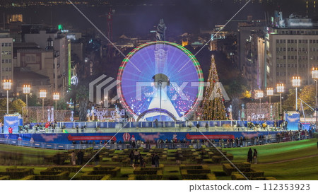 Ferris wheel inside the Wonderland Lisboa the traditional Christmas event at Parque Eduardo VII in the city of Lisbon in Portugal 112353923