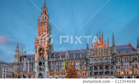 Marienplazt Old Town Square with the New Town Hall timelapse hyperlapse. Bavaria, Germany Marienplazt Old Town Square with the New Town Hall timelapse hyperlapse. Bavaria, Germany 112354036