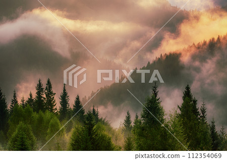 Misty mountain landscape 112354069