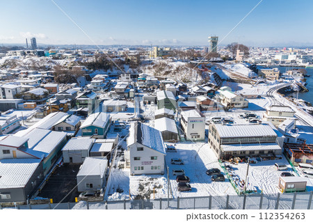 "Aomori Prefecture" Snowy scenery of central Hachinohe city/Core city winter "Aomori Prefecture" Snowy scenery of central Hachinohe city/Core city winter 112354263