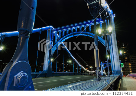 東京江東區清澄隅田川清須橋夜景 112354431