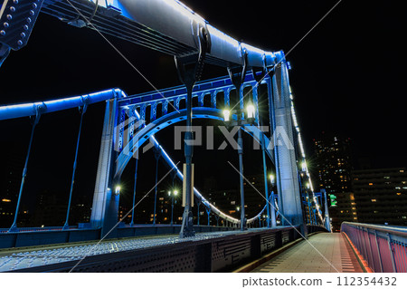 東京江東區清澄隅田川清須橋夜景 東京江東區清澄隅田川清須橋夜景 112354432